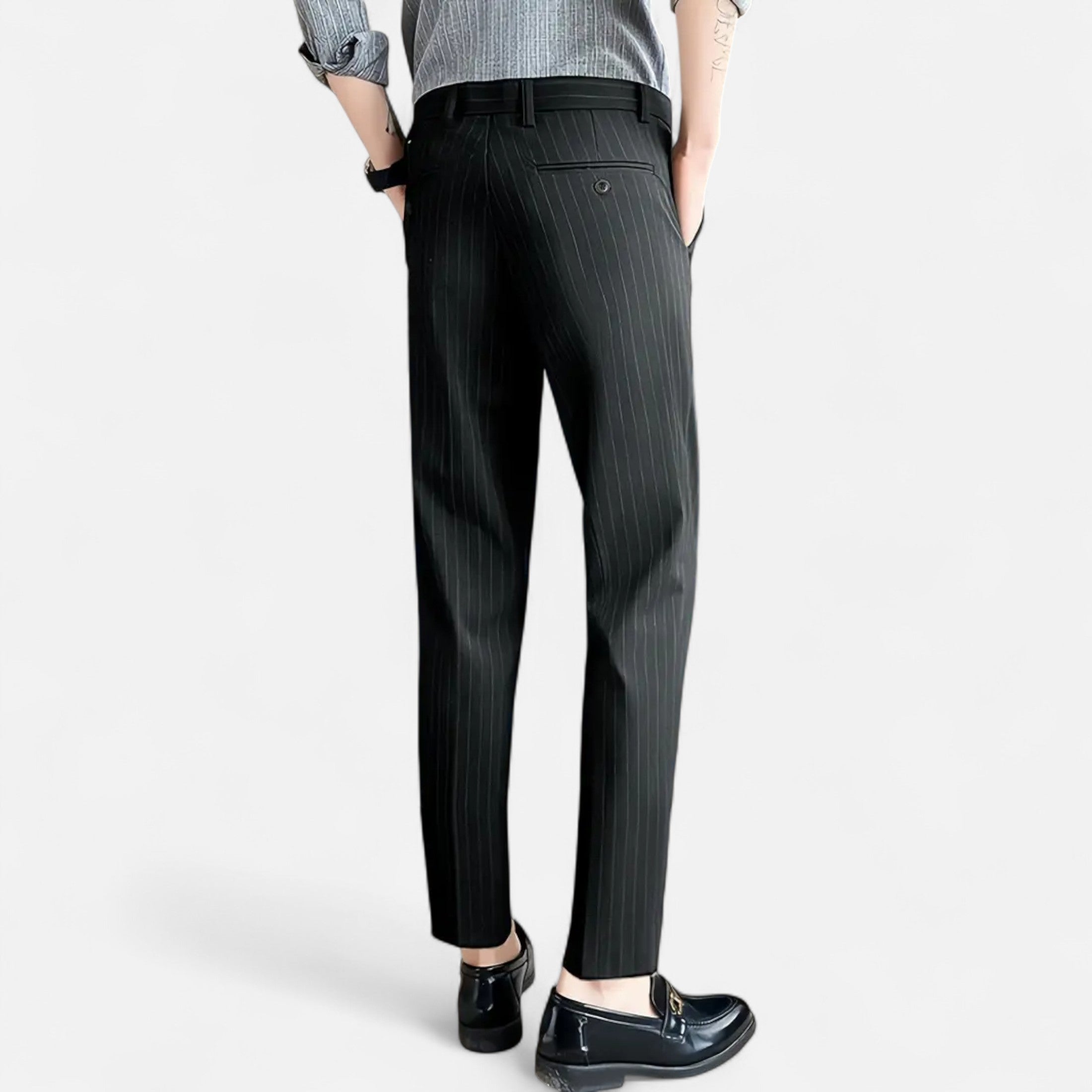 Slim Fit Striped Trousers for Men Classic Business Elegance