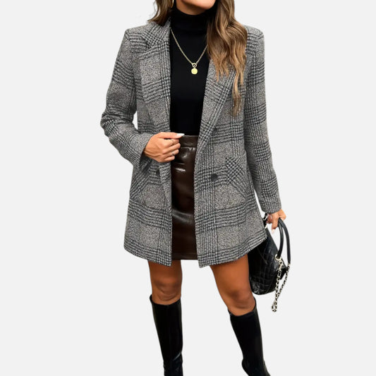 Dorevelle | Women’s Classic Coat – Houndstooth Timeless Sophistication
