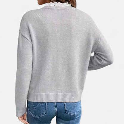 Dorevelle | Women’s Lace-Trim V-Neck Sweater