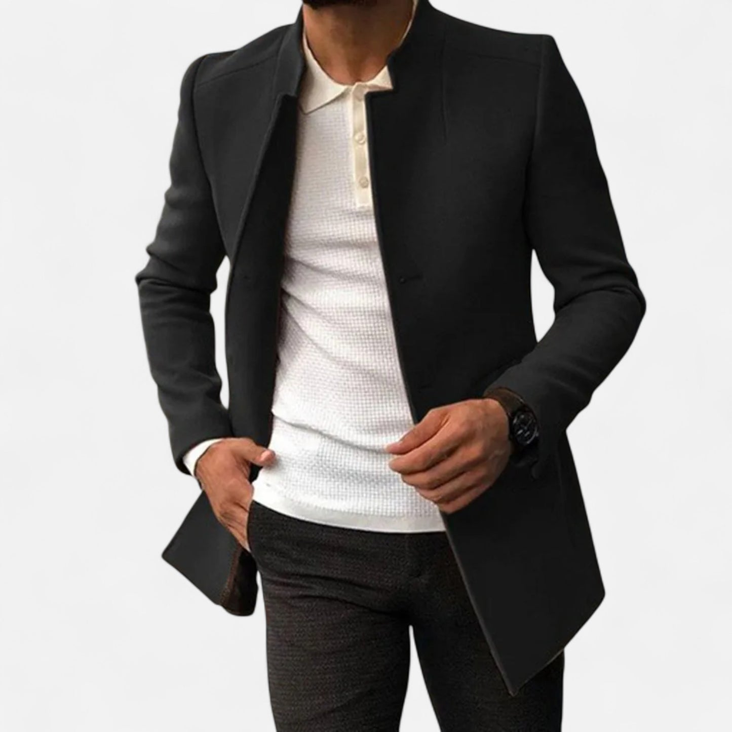 Dorevelle | Men’s Tailored Coat – Classic Solid Comfort