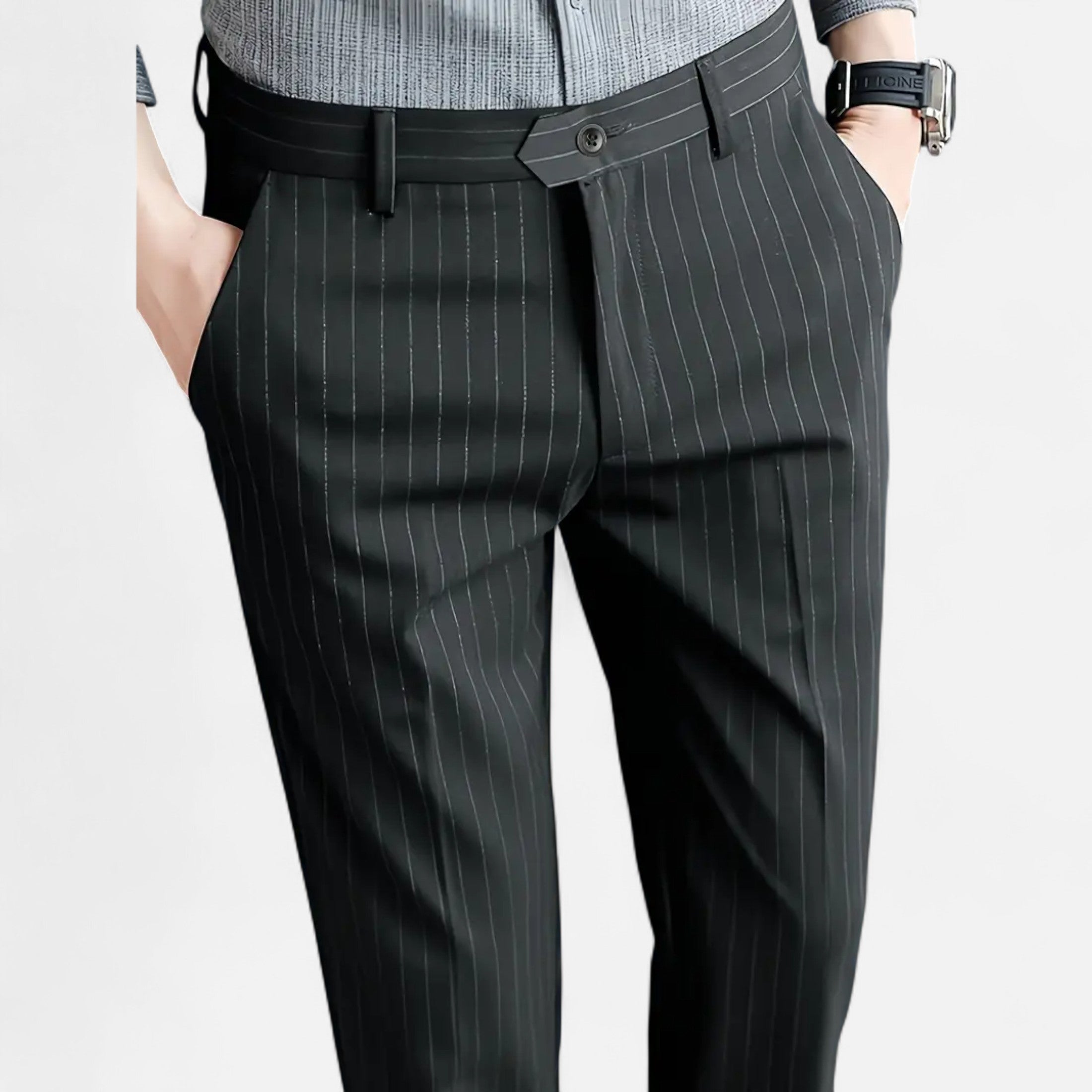 Slim Fit Striped Trousers for Men Classic Business Elegance