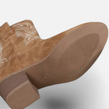 Dorevelle | Women’s Suede Cowboy Boots – Vintage Chunky Heel