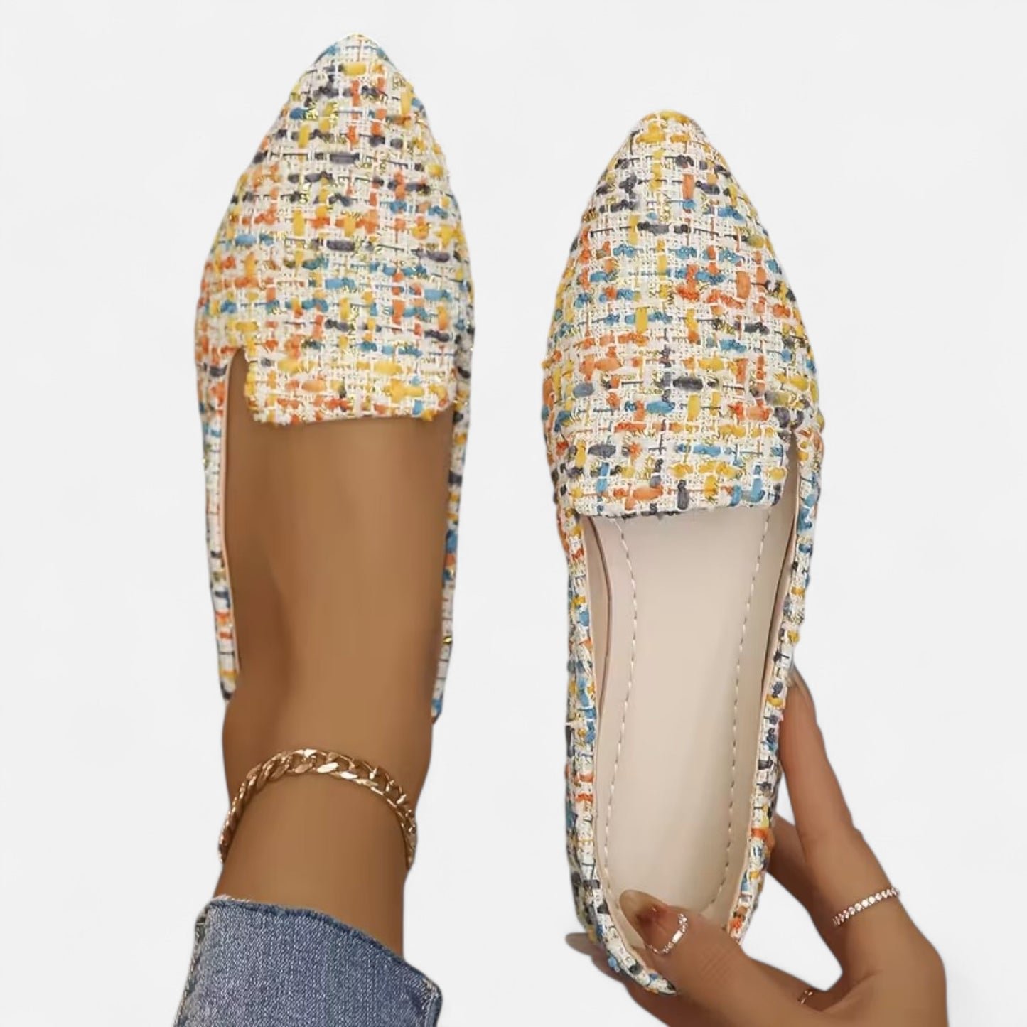 Dorevelle | Women’s Plaid Flats – Pointed Toe Autumn Elegance