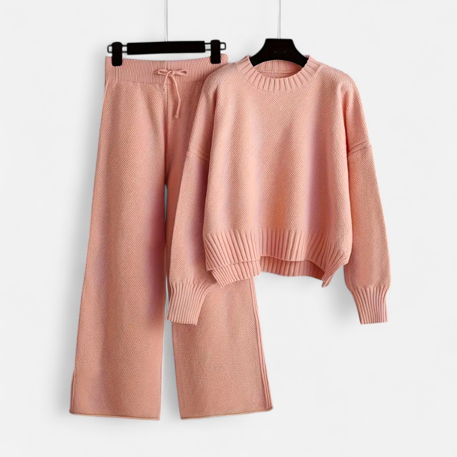 Women’s Cozy Knit Sweater and Wide-Leg Trousers Set