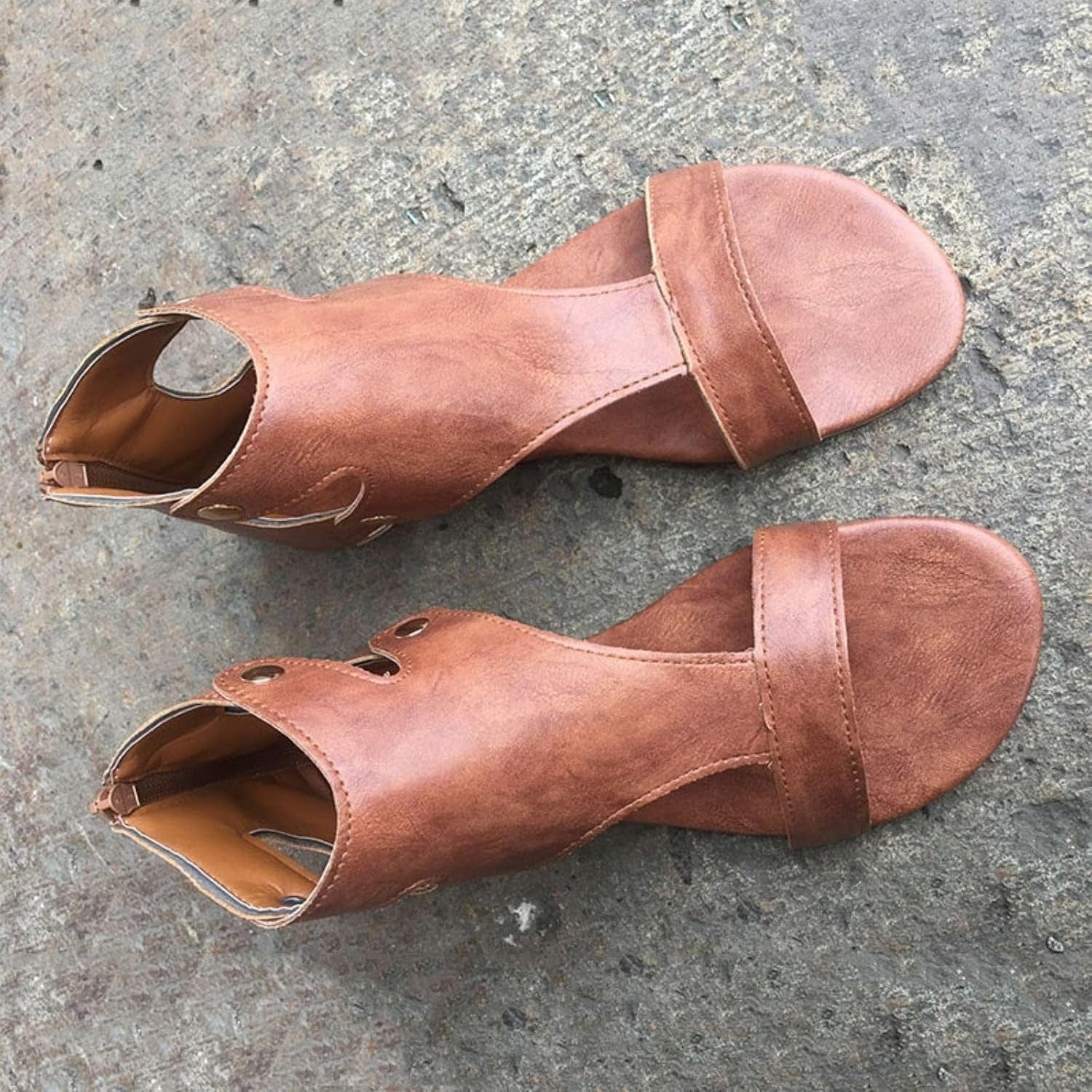 Women Brown Cutout Ankle Sandals