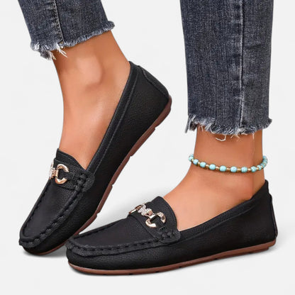 Dorevelle | Women’s Loafers – Butterfly Strap Diamond Accent
