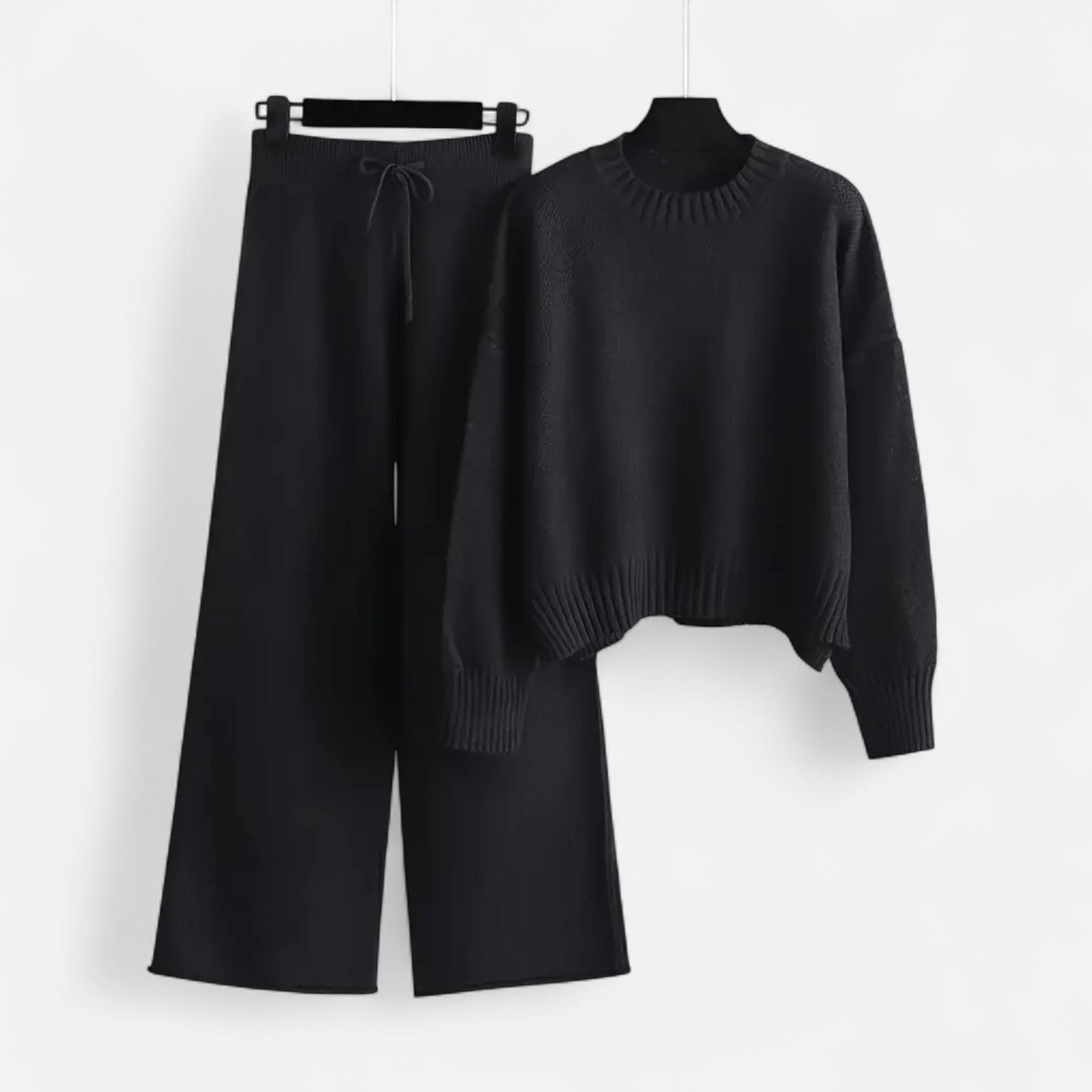 Women’s Cozy Knit Sweater and Wide-Leg Trousers Set