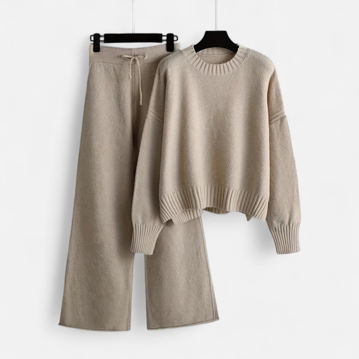 Women’s Cozy Knit Sweater and Wide-Leg Trousers Set