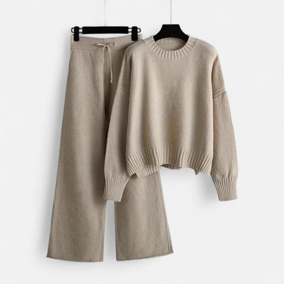 Dorevelle | Women’s Knit Set – Sweater & Wide-Leg Elegance