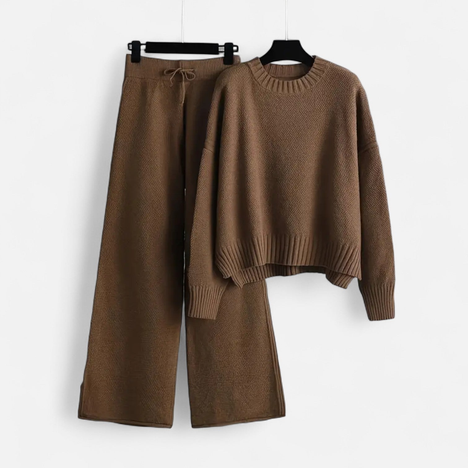 Women’s Cozy Knit Sweater and Wide-Leg Trousers Set
