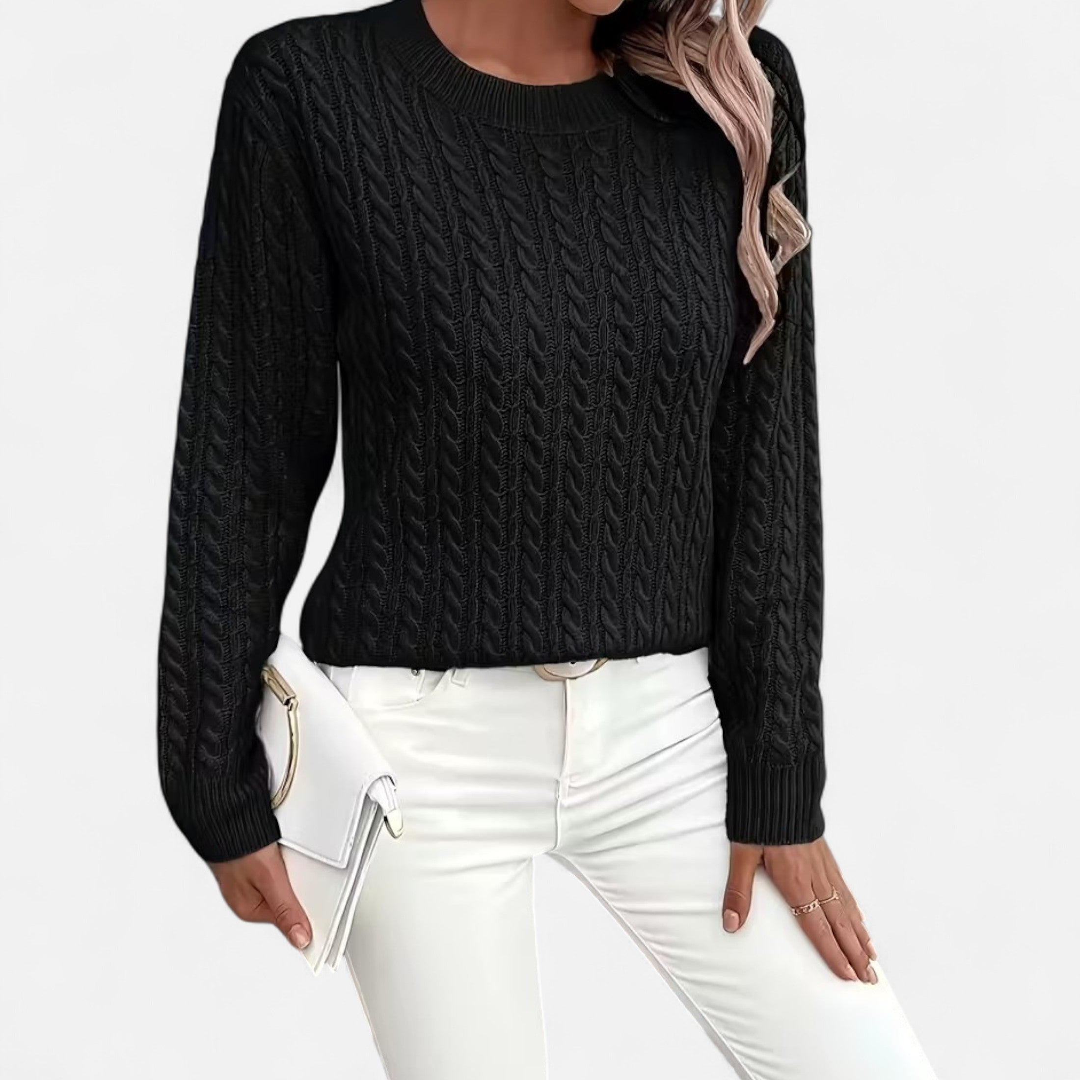 Women’s Casual Loose Fit Round Neck Soft Knit Sweater