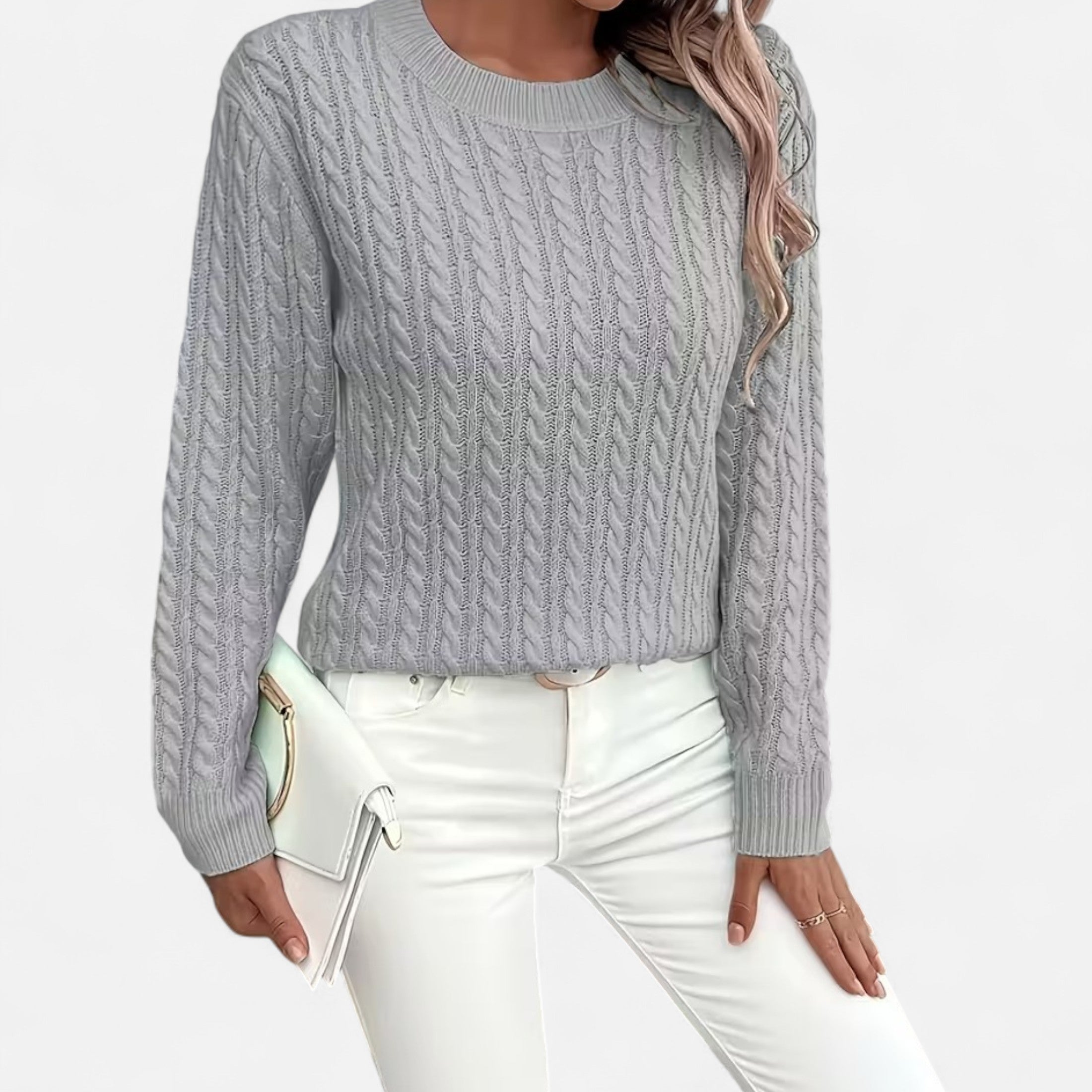 Women’s Casual Loose Fit Round Neck Soft Knit Sweater