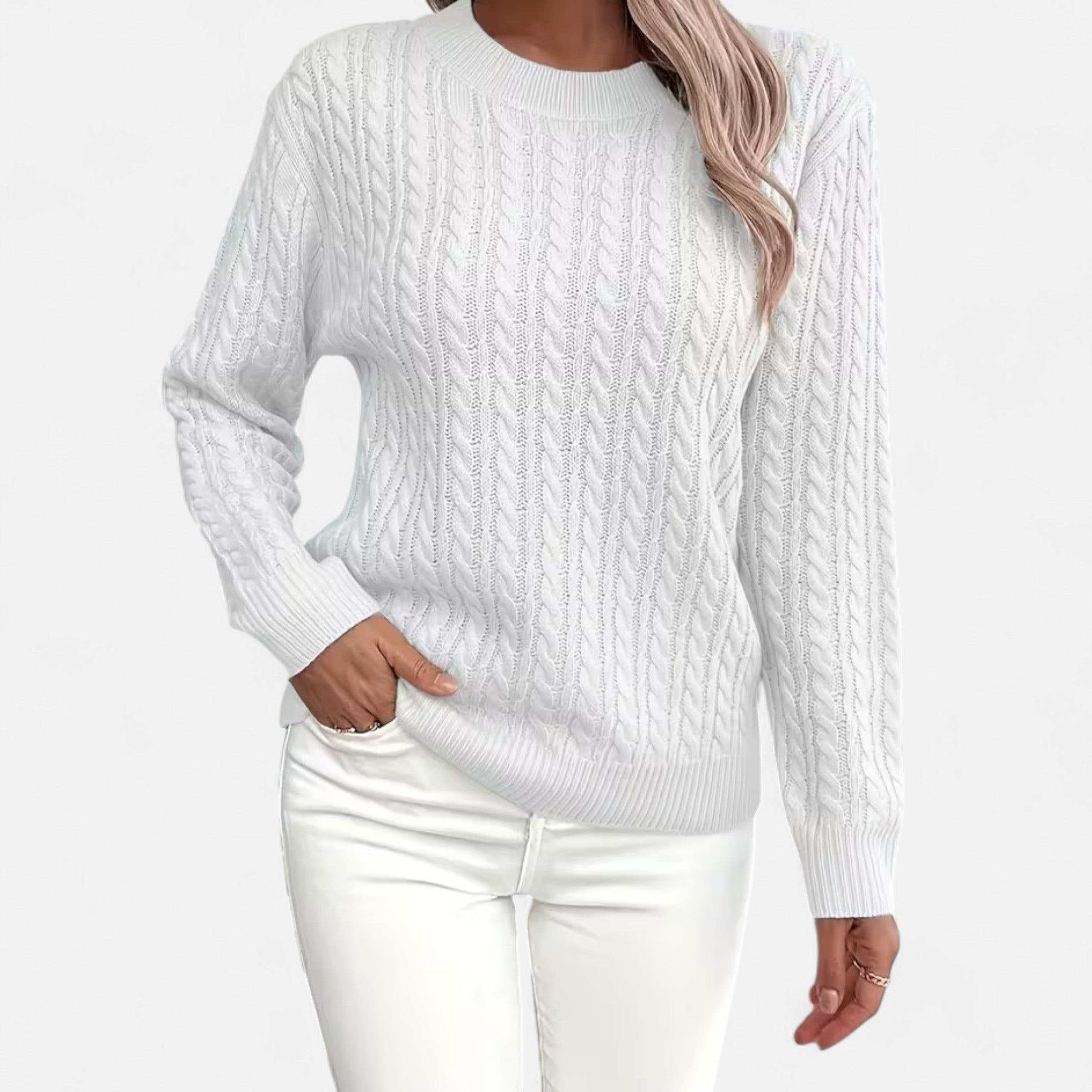 Women’s Casual Loose Fit Round Neck Soft Knit Sweater