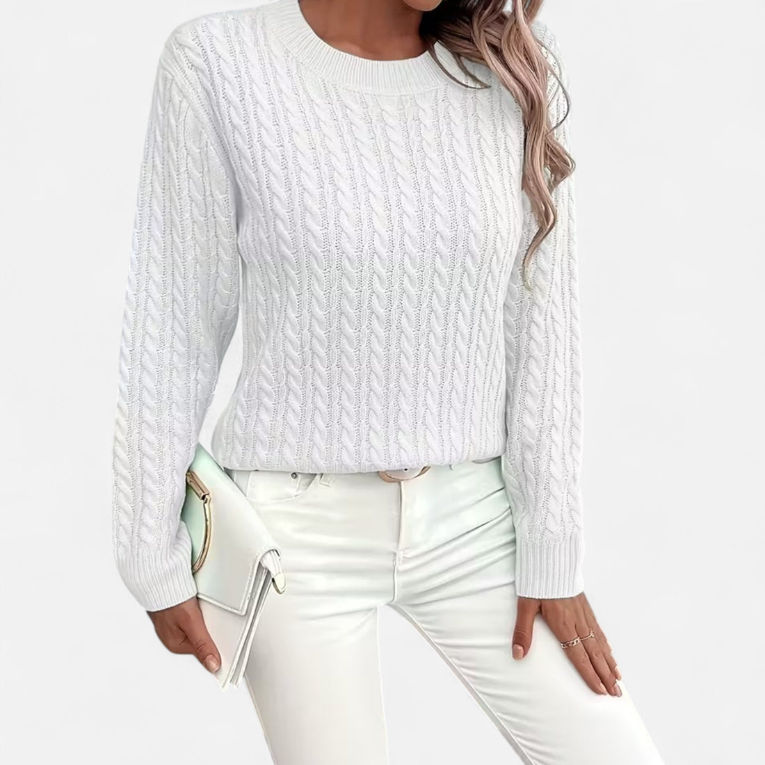 Women’s Casual Loose Fit Round Neck Soft Knit Sweater
