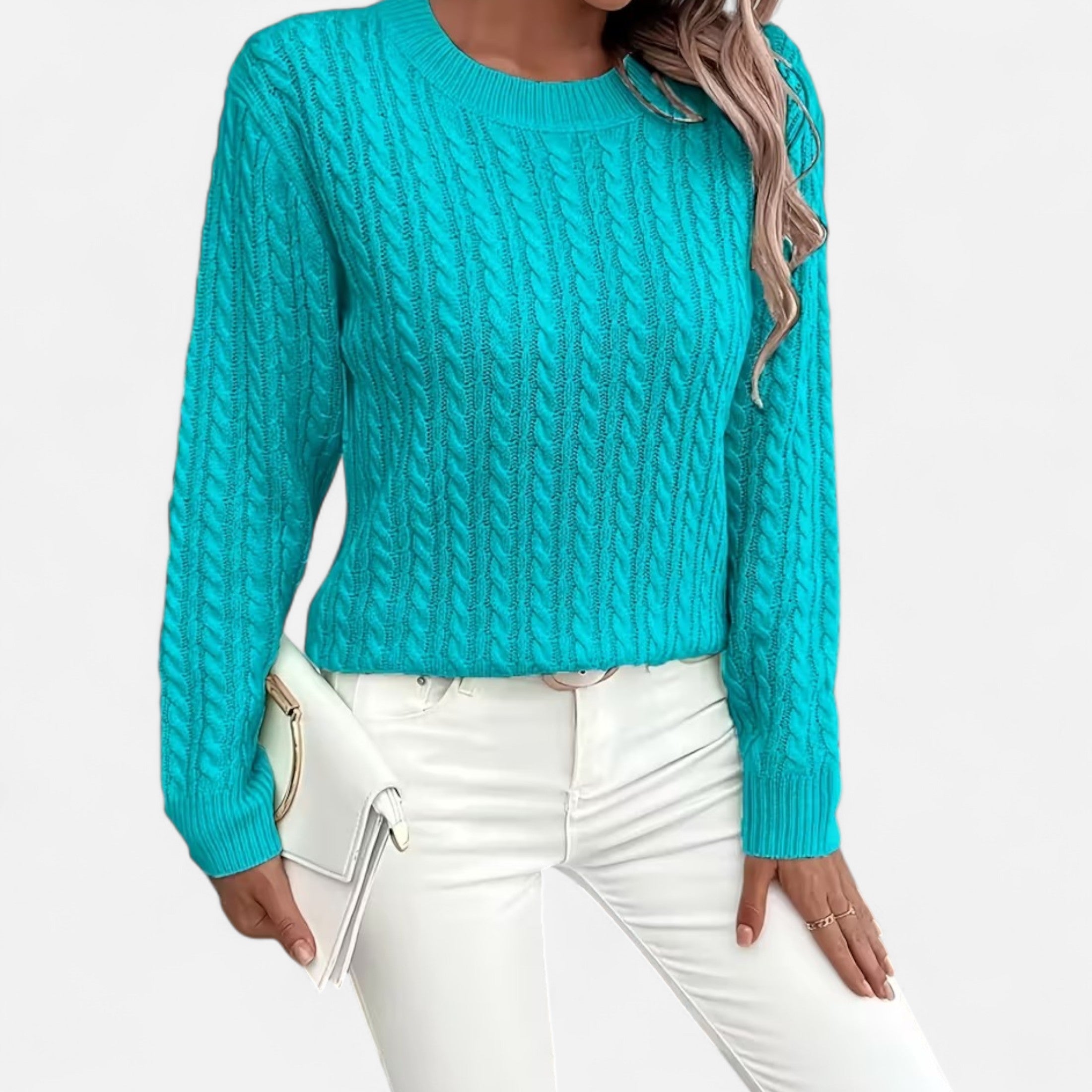 Women’s Casual Loose Fit Round Neck Soft Knit Sweater