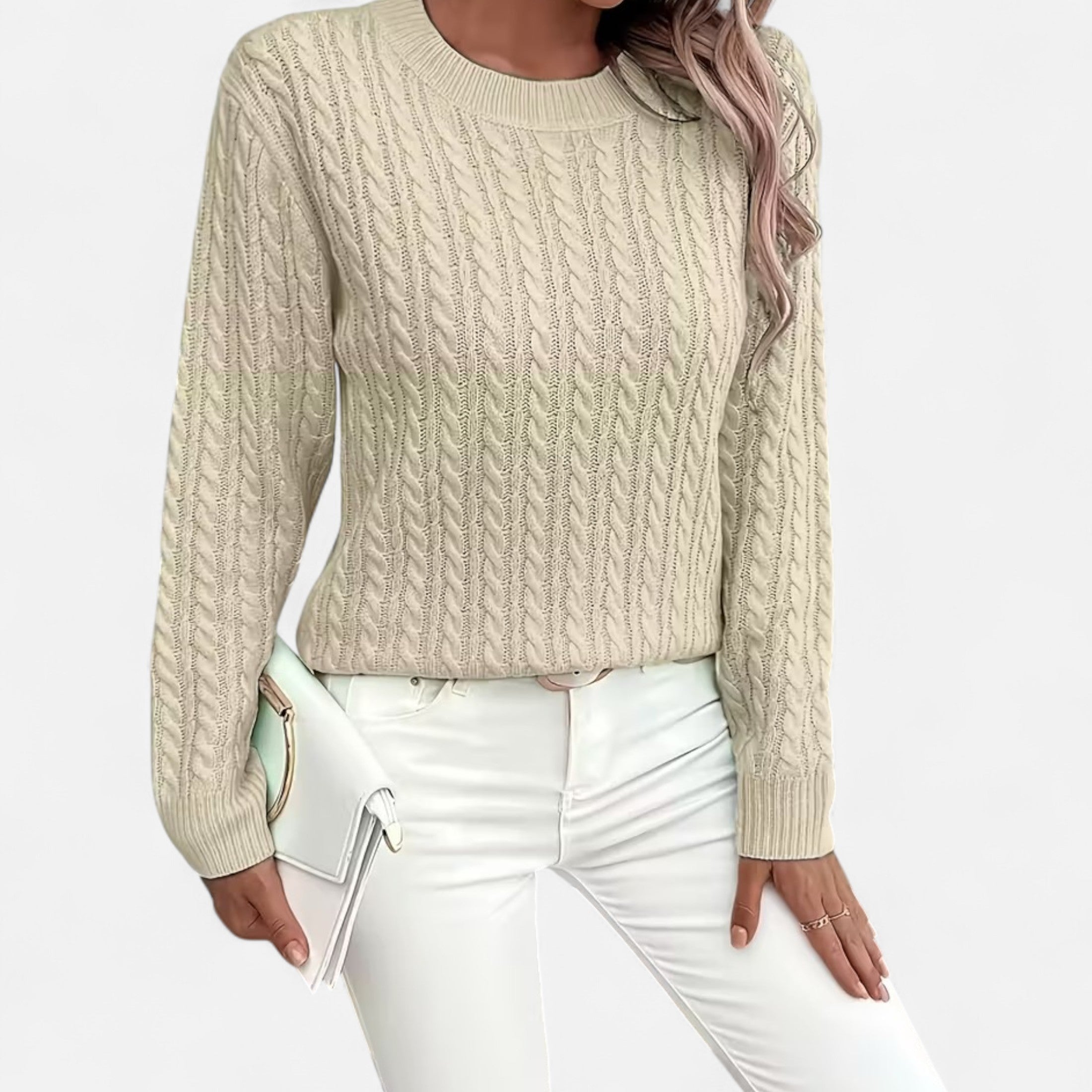Women’s Casual Loose Fit Round Neck Soft Knit Sweater
