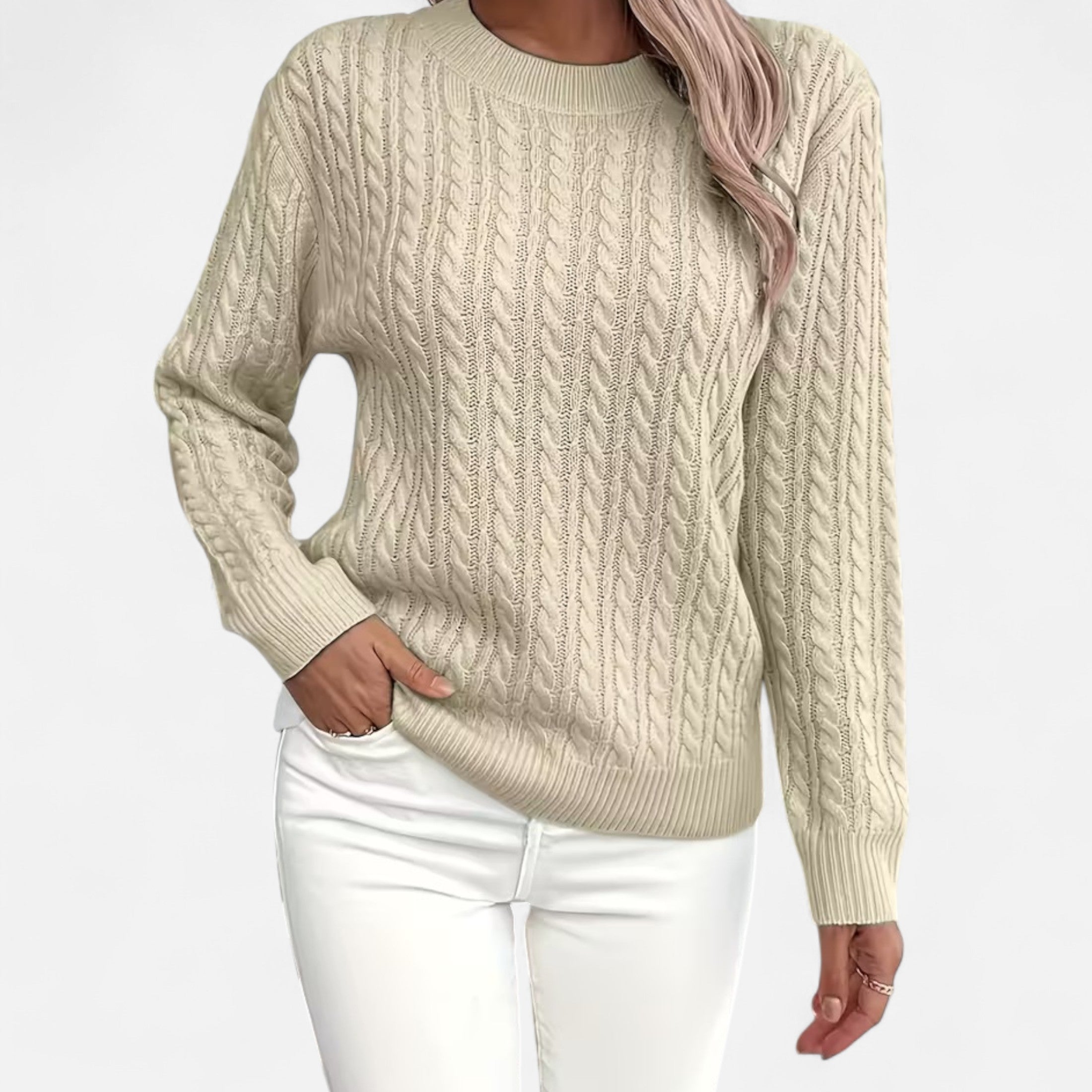 Women’s Casual Loose Fit Round Neck Soft Knit Sweater