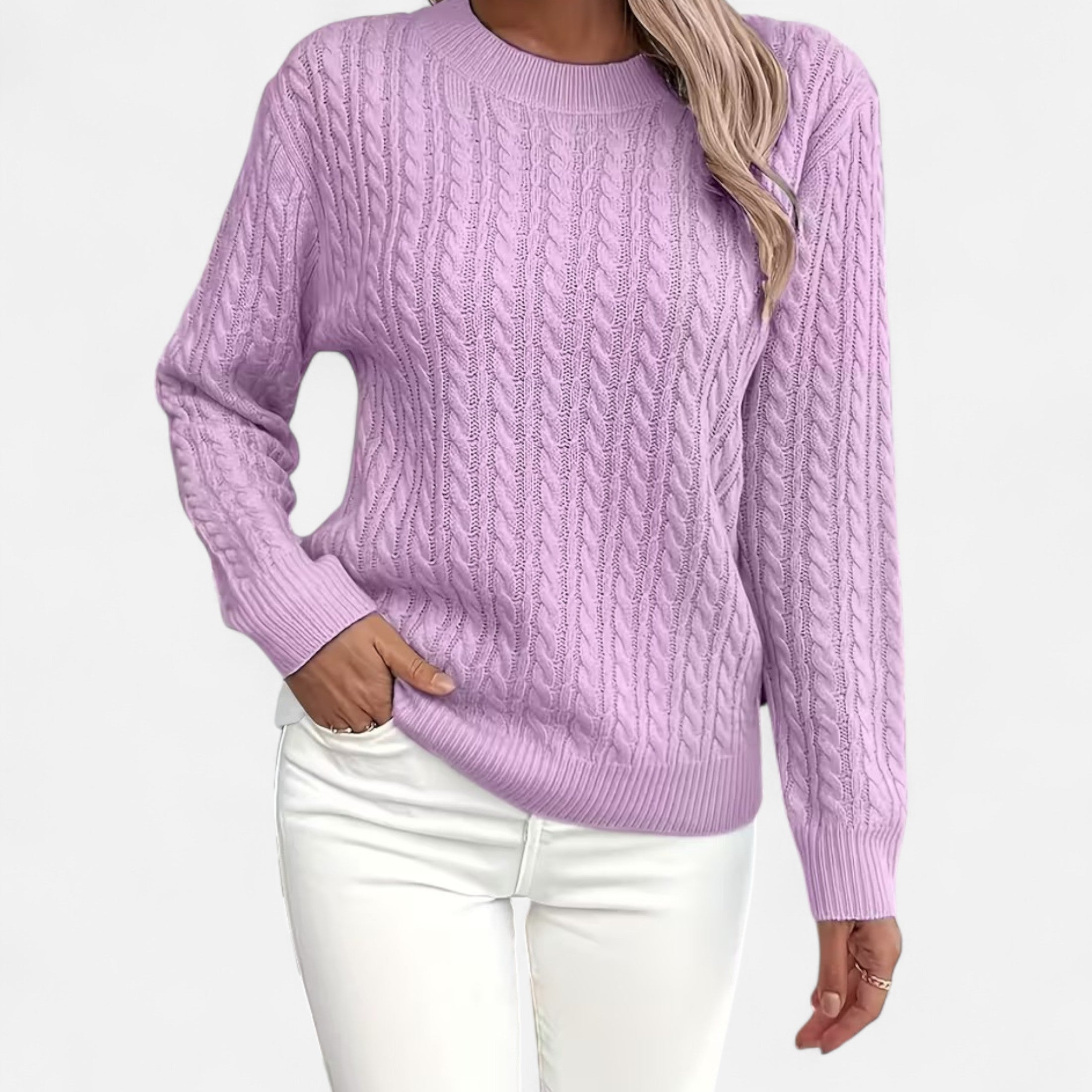 Women’s Casual Loose Fit Round Neck Soft Knit Sweater