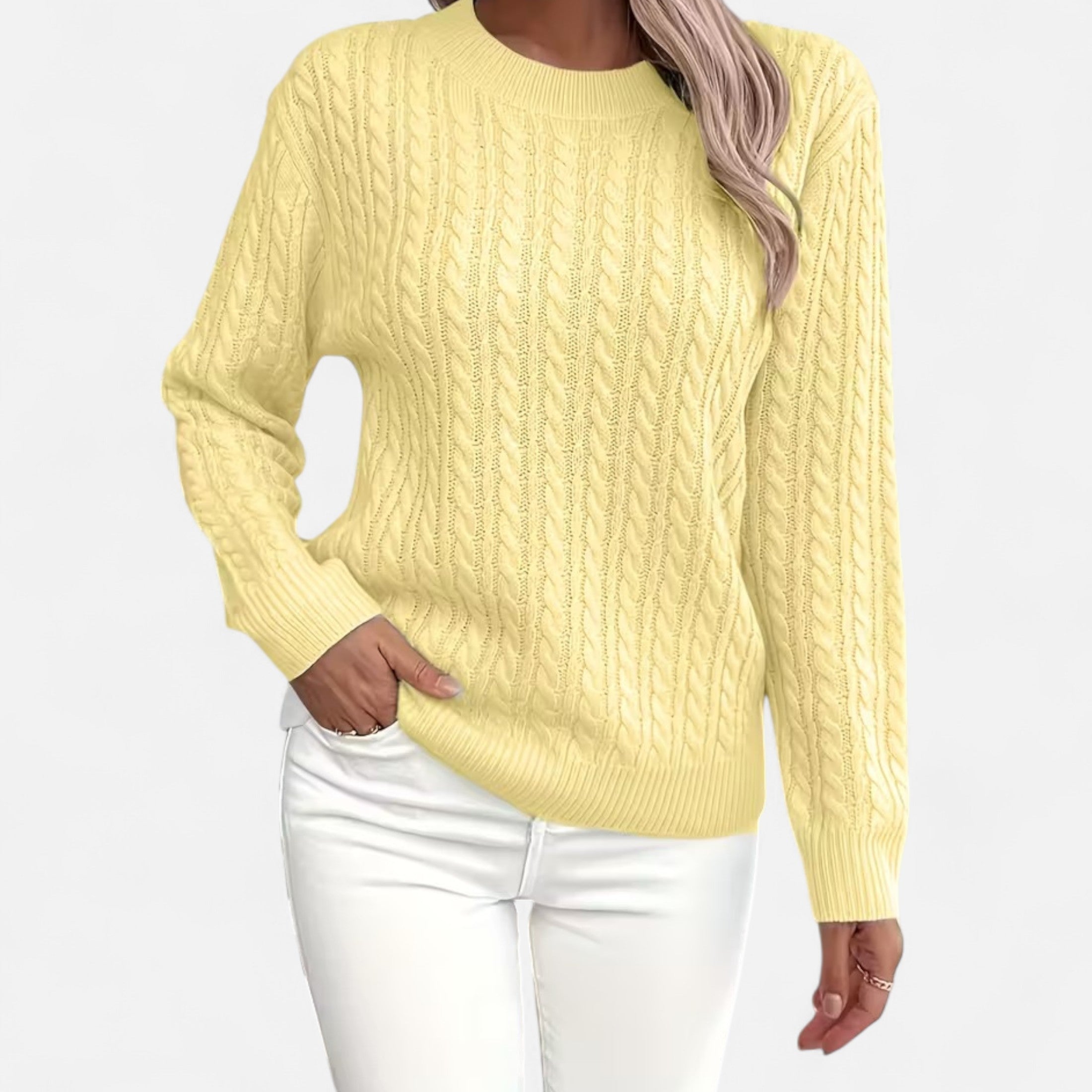 Women’s Casual Loose Fit Round Neck Soft Knit Sweater