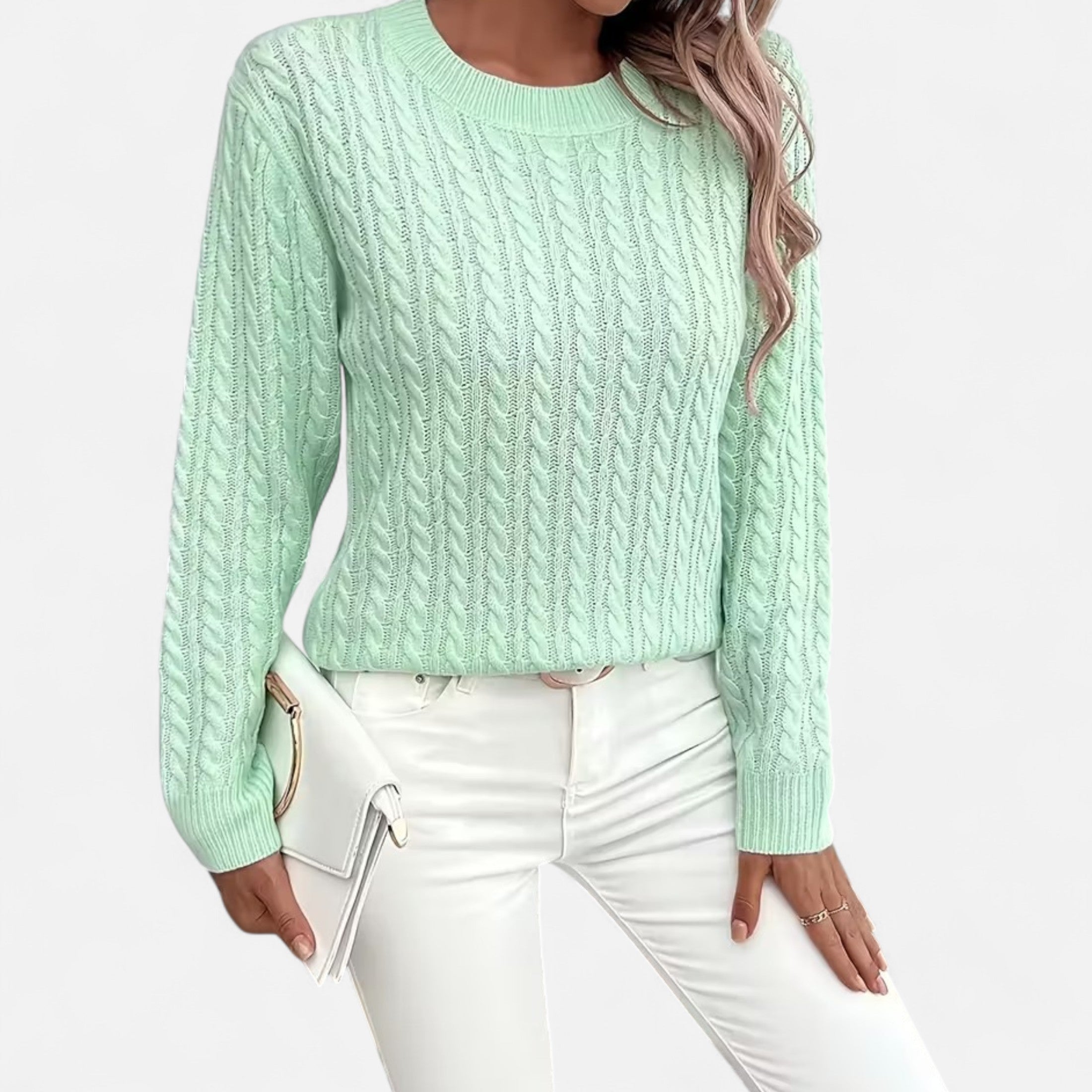 Women’s Casual Loose Fit Round Neck Soft Knit Sweater