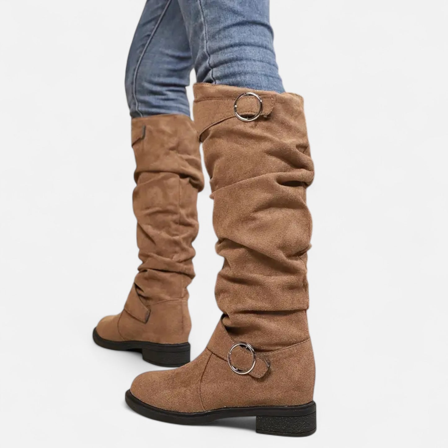 Dorevelle | Women’s Knee-High Boots – Buckle Belt Elegance
