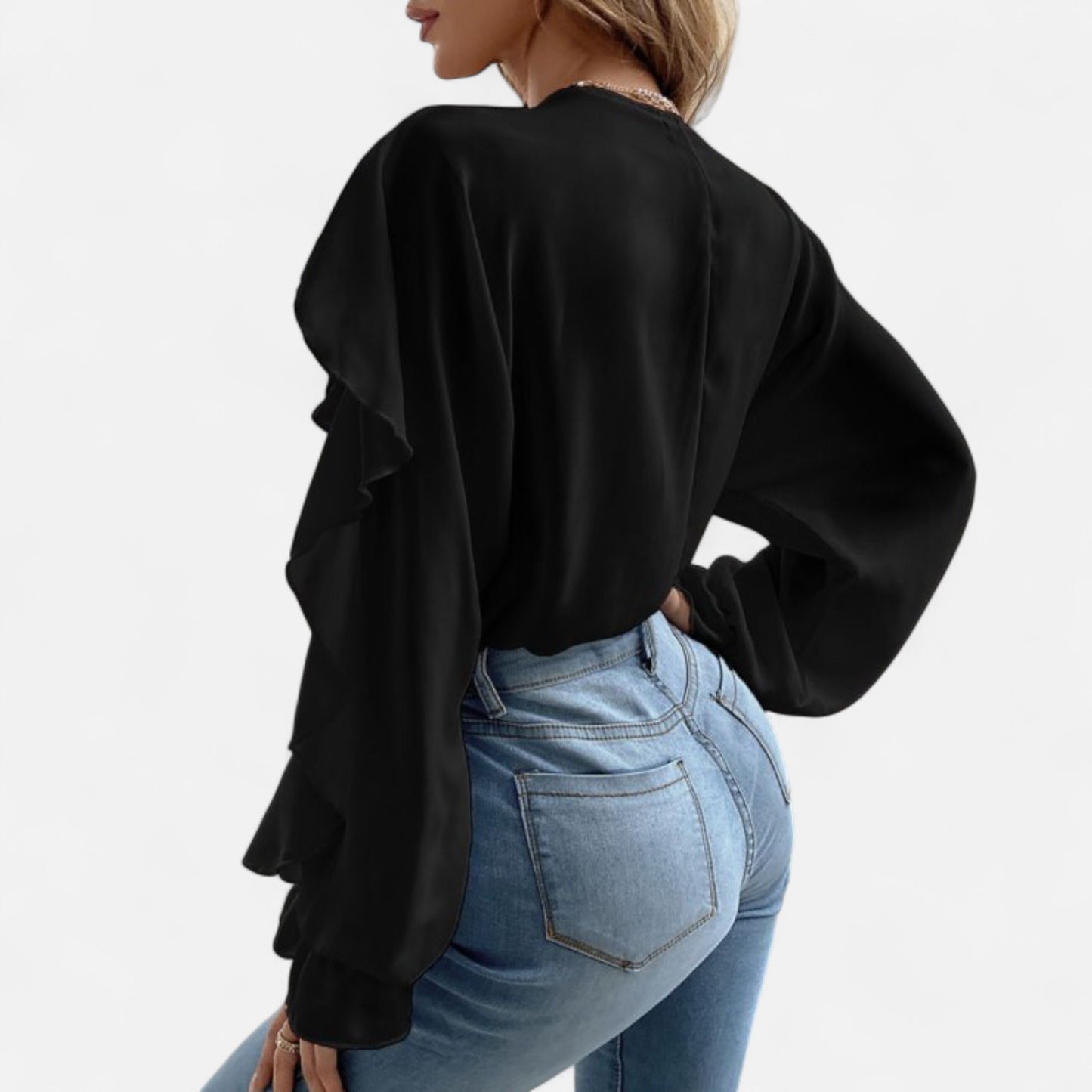 Dorevelle | Women’s V-Neck Ruffle Top – Elegant Flounce Style