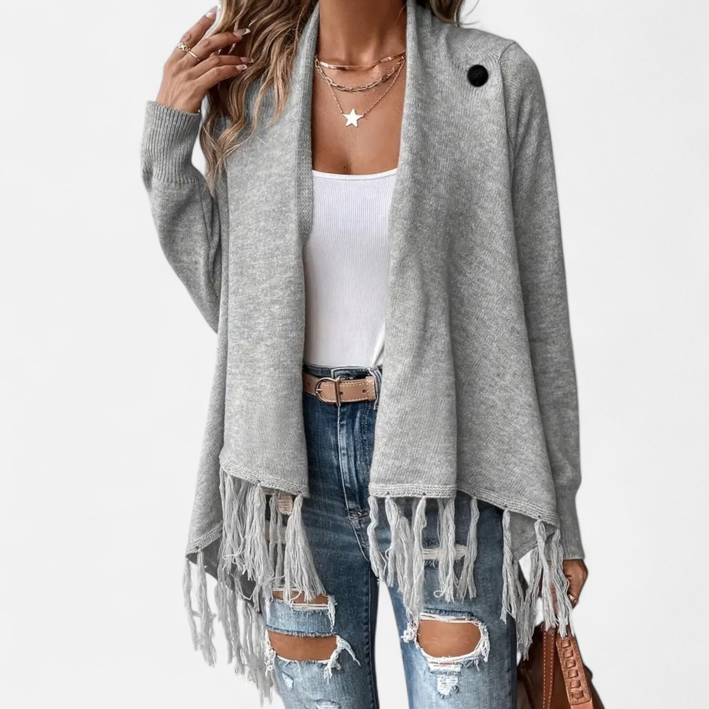 Dorevelle | Women’s Fringe Tassel Draped Neckline Shawl