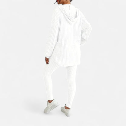 Dorevelle | Women’s Ribbed Set – Hooded Top & Skinny Pants