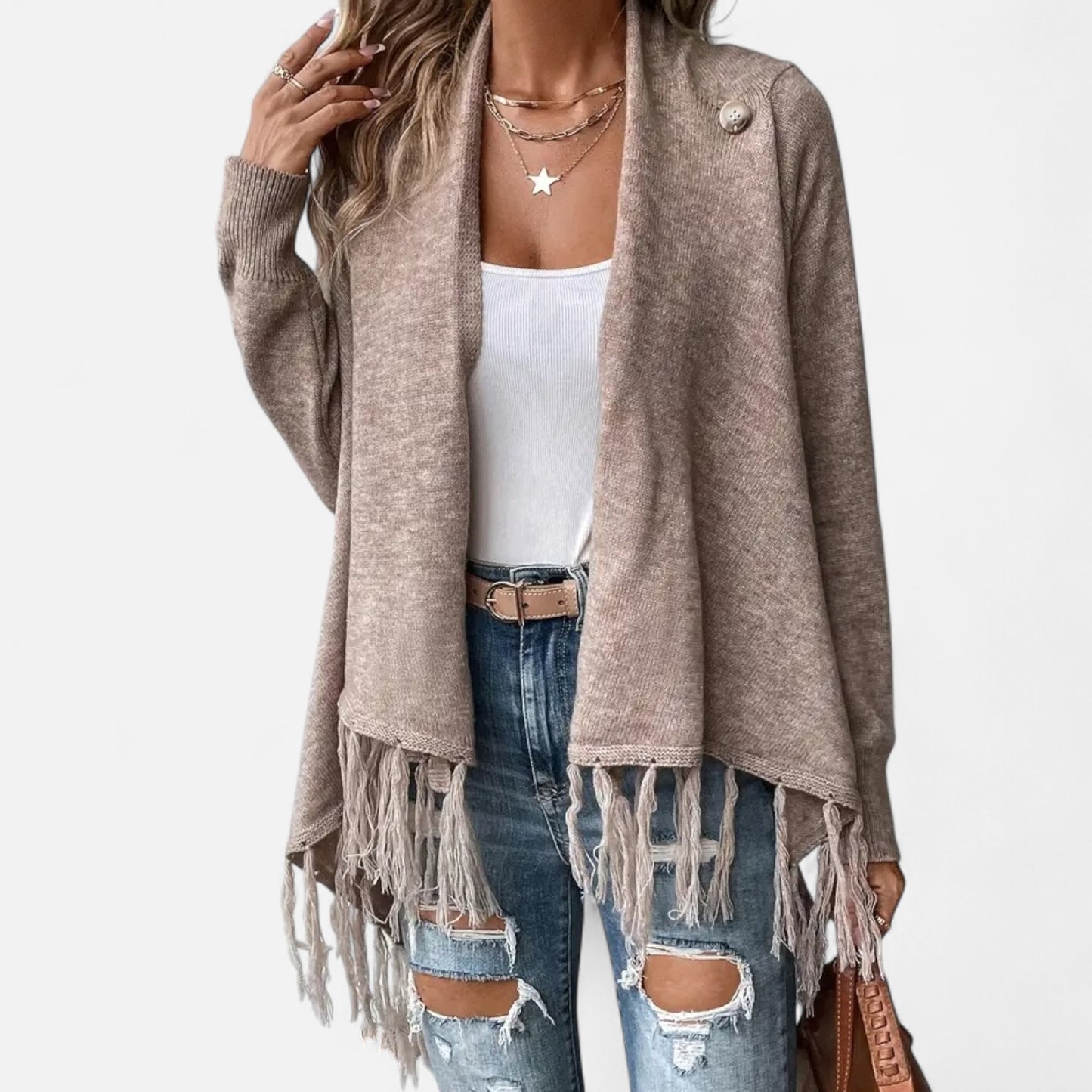 Dorevelle | Women’s Fringe Tassel Draped Neckline Shawl