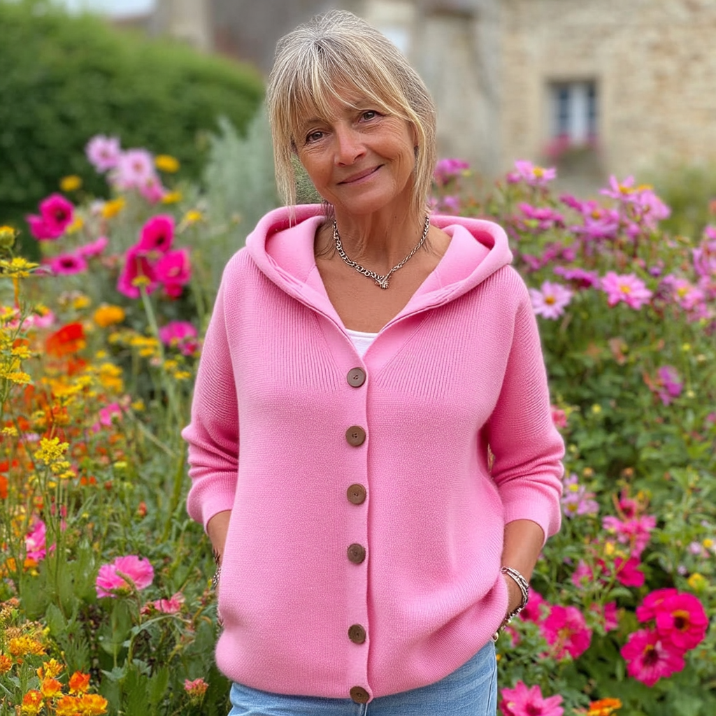 Women Hooded Knit Button-Front Cardigan
